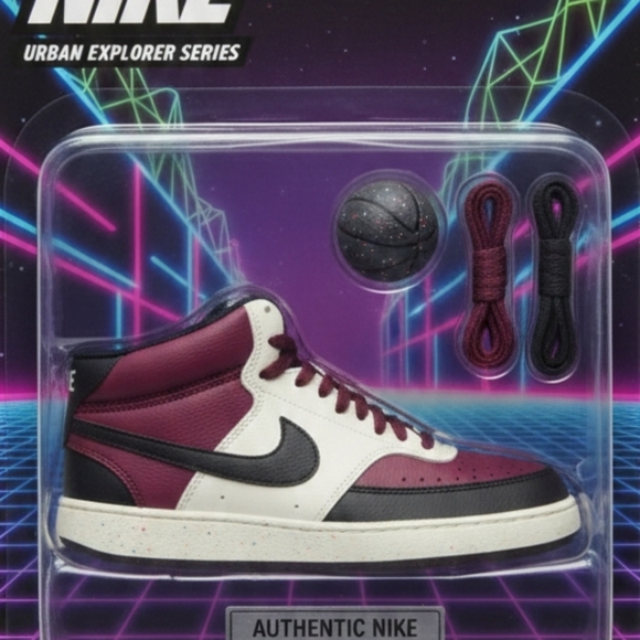 Nike Other - Nike Court Vision Men's Burgundy Black High-Top Sneakers US 10.5 DN 3577-600